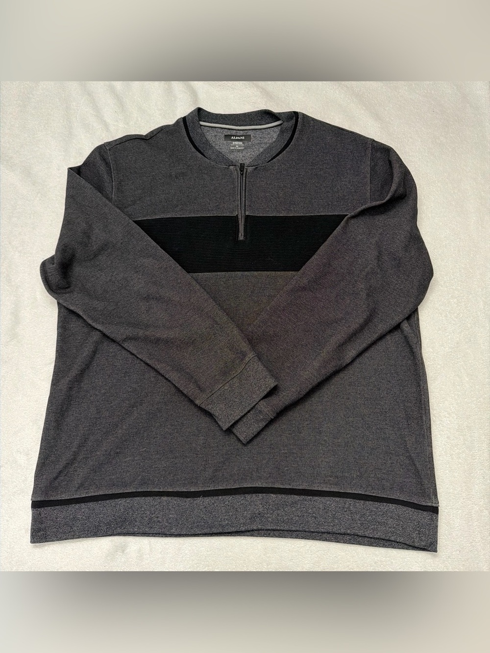 Alfani Men’s XL 1/4 Zip Pullover Stretch Charcoal Gray Black Sweater